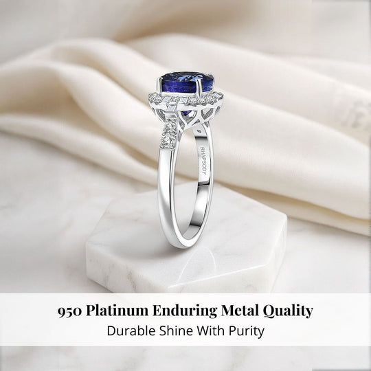 Rhapsody AAAA Tansanit, Weißer Diamant AGI zertifiziert Ring 950 Platin (Größe 17.00) ca. 4.04 ct