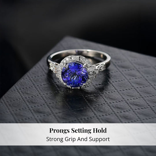 Rhapsody AAAA Tansanit, Weißer Diamant AGI zertifiziert Ring 950 Platin (Größe 17.00) ca. 4.04 ct