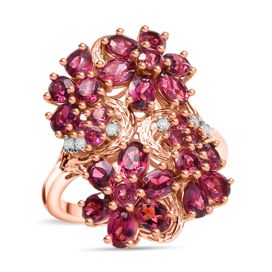 D'Joy Aura der Kaiserin Natürlicher Rhodolith Granat Ring 925 Silber 750 Roségold Vermeil (Größe 20.00) ca. 5.17 ct