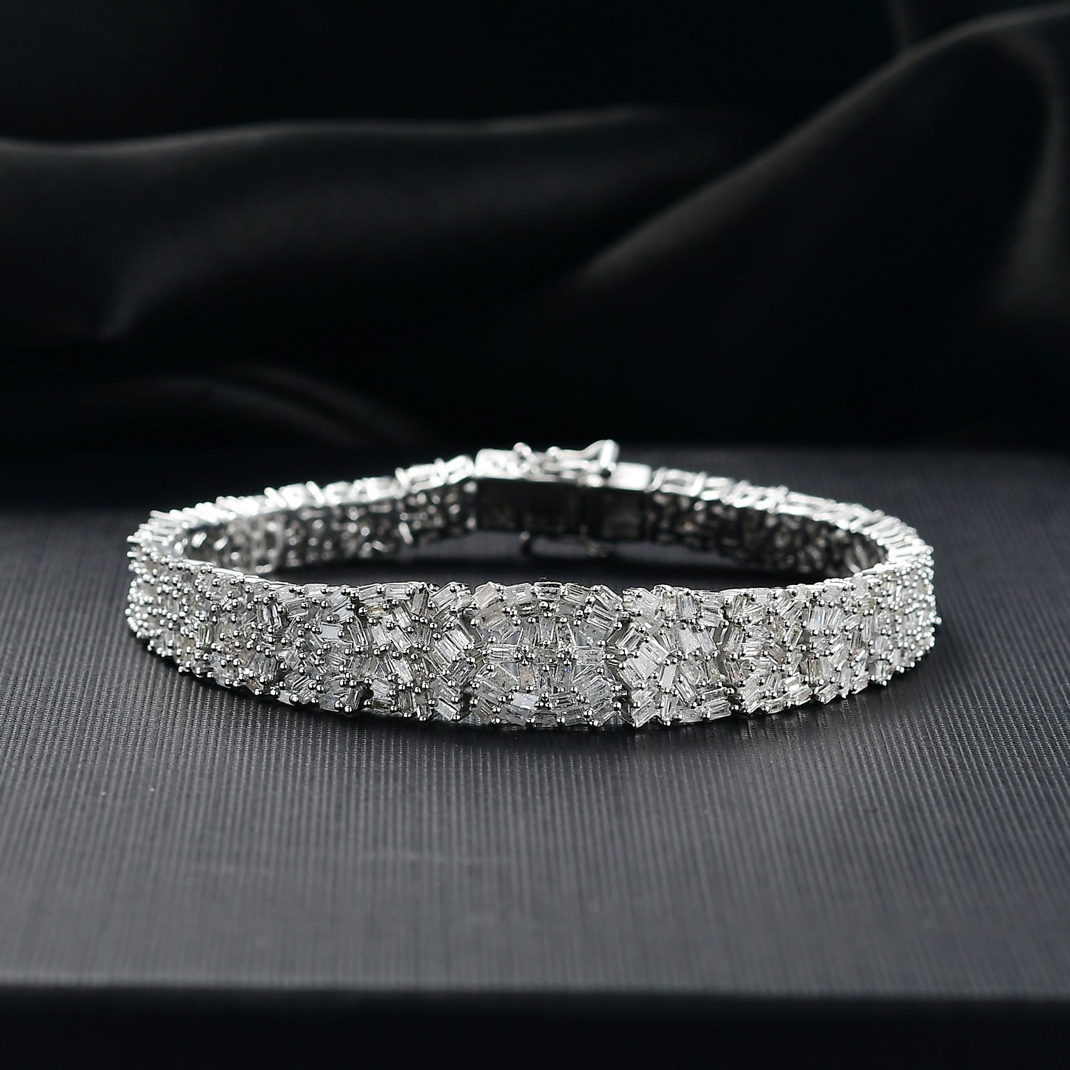 D'Joy Weißer Diamant Armband ca. 19 cm 925 Silber rhodiniert ca. 5,00 ct