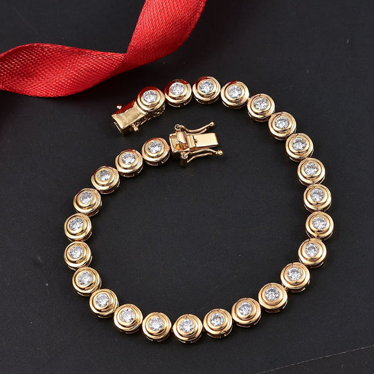 LUXURIANT DIAMOND - Lab Grown Diamant SI-GH Armband ca. 19 cm 925 Silber 750 Gelbgold Vermeil ca. 4.00 ct