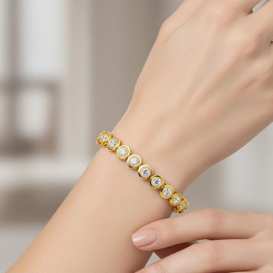 LUXURIANT DIAMOND - Lab Grown Diamant SI-GH Armband ca. 19 cm 925 Silber 750 Gelbgold Vermeil ca. 4.00 ct