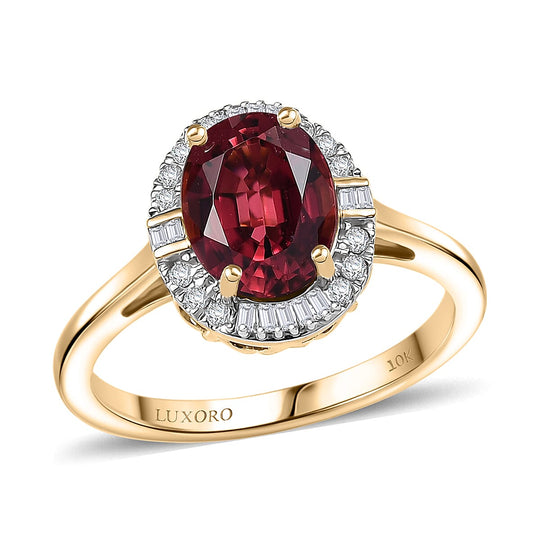 LUXORO AAA Rubellit, Weißer Diamant AGI zertifiziert Ring 417 Gold (Größe 18.00) ca. 2.00 ct