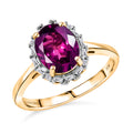 LUXORO AAA Radiant Ember Granat, Weißer Diamant Ring 417 Gold (Größe 20.00) ca. 2,31 ct