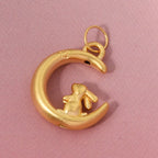 999 Gold Hase und Mond Anhänger