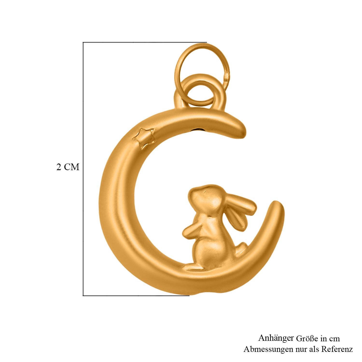 999 Gold Hase und Mond Anhänger