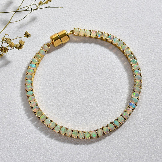 D'Joy AA Natürlicher, äthiopischer Welo Opal Armband ca. 19 cm 925 Silber rhodiniert ca. 6.03 ct