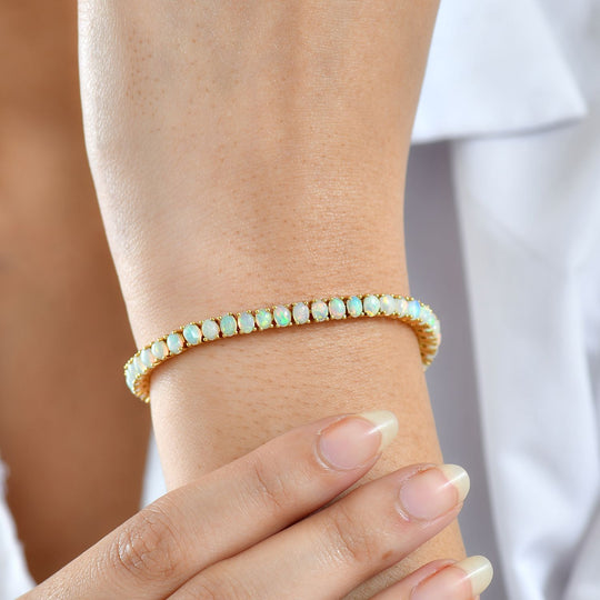 D'Joy AA Natürlicher, äthiopischer Welo Opal Armband ca. 19 cm 925 Silber rhodiniert ca. 6.03 ct