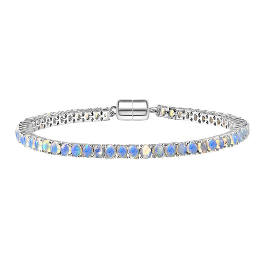 D'Joy AA Natürlicher, äthiopischer Welo Opal Armband ca. 19 cm 925 Silber rhodiniert ca. 6.03 ct
