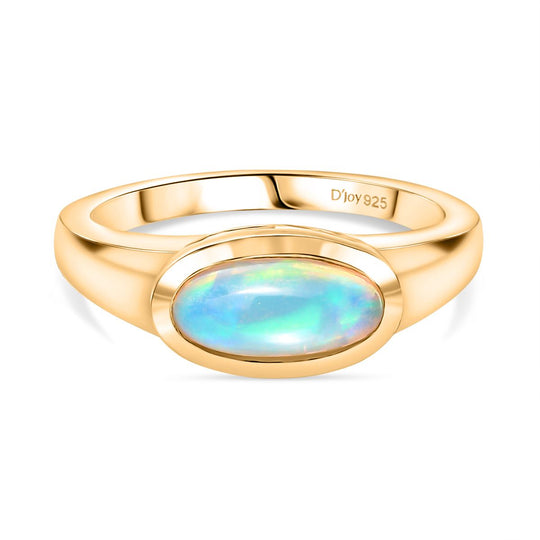 D'Joy AA Natürlicher, äthiopischer Welo Opal Ring 925 Silber 750 Gelb Vergoldet (Größe 20.00) ca. 0,81 ct