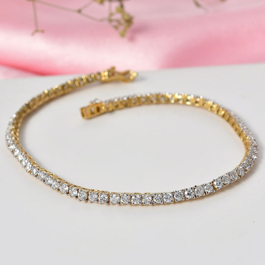 LUXURIANT DIAMOND - Lab Grown Diamant SI-GH SGL zertifiziert Armband ca. 20 cm 925 Silber 750 Gelbgold Vermeil ca. 4.00 ct