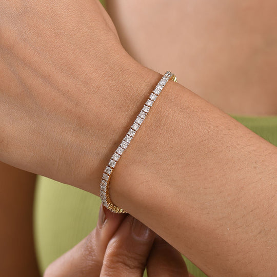 LUXURIANT DIAMOND - Lab Grown Diamant SI-GH SGL zertifiziert Armband ca. 20 cm 925 Silber 750 Gelbgold Vermeil ca. 4.00 ct