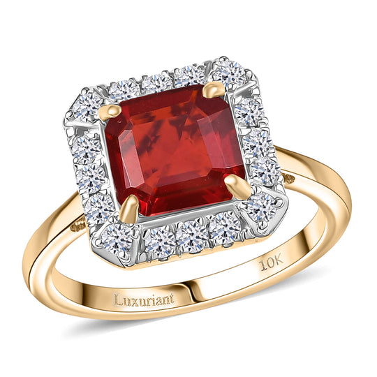 LUXURIANT  (10-16 Werktage Lieferzeit)  2,43 ct. AAA Feueropal und Labor Diamant Ring in 417 Gold