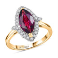 LUXORO AAA Radiant Ember Granat, Weißer Diamant Ring 417 Gold (Größe 20.00) ca. 3,22 ct