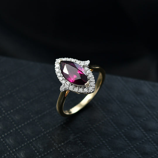LUXORO AAA Radiant Ember Granat, Weißer Diamant Ring 417 Gold (Größe 20.00)   (10-16 Werktage Lieferzeit) ca. 3,22 ct