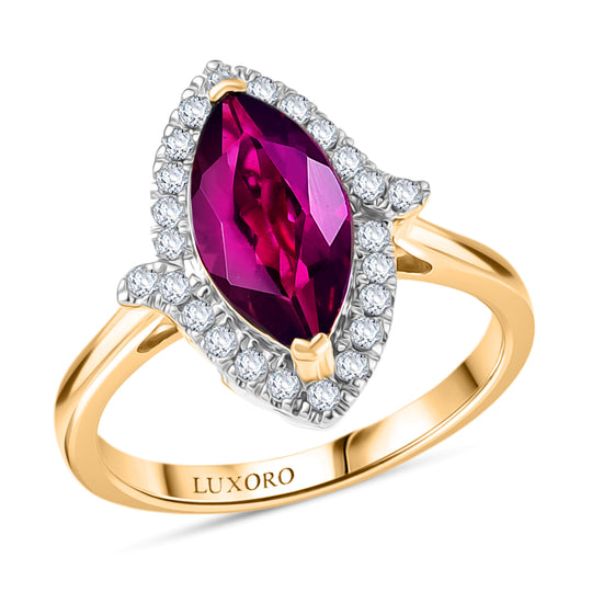 LUXORO AAA Radiant Ember Granat, Weißer Diamant Ring 417 Gold (Größe 20.00)   (10-16 Werktage Lieferzeit) ca. 3,22 ct