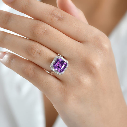 Luxuriant - AAA Lab Grown Farbwechsel-Saphir, Lab Grown Diamant AGI zertifiziert Ring 417 Gold (Größe 18.00) ca. 4.54 ct