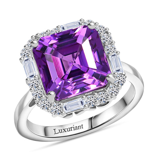 Luxuriant - AAA Lab Grown Farbwechsel-Saphir, Lab Grown Diamant AGI zertifiziert Ring 417 Gold (Größe 18.00) ca. 4.54 ct