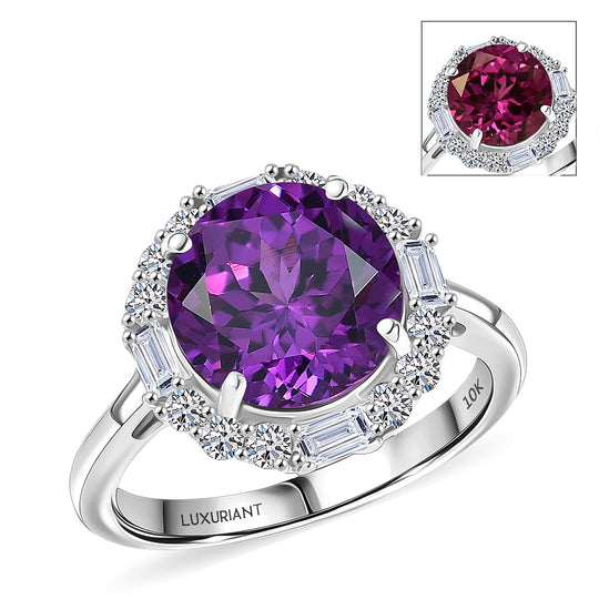 Luxuriant - AAA Lab Grown Farbwechsel-Saphir, Lab Grown Diamant AGI zertifiziert Ring 417 Gold (Größe 18.00) ca. 5.05 ct