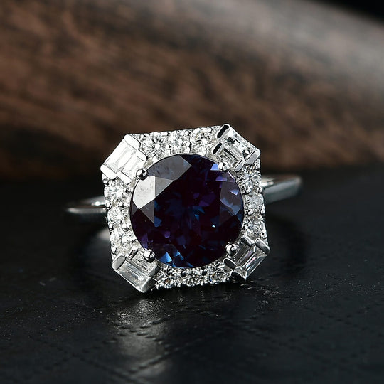 Luxuriant - AAA Lab Grown Alexandrit, Lab Grown Diamant AGI zertifiziert Ring 417 Gold (Größe 19.00) ca. 5.32 ct