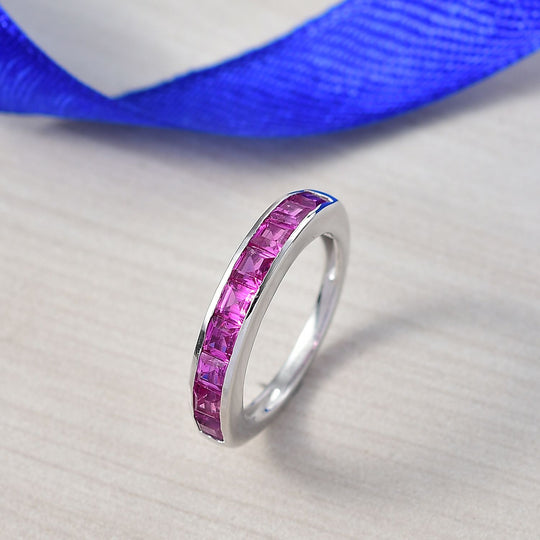 AAA Lab Grown Rosa Saphir Ring 925 Silber platiniert (Größe 20.00) ca. 1.94 ct