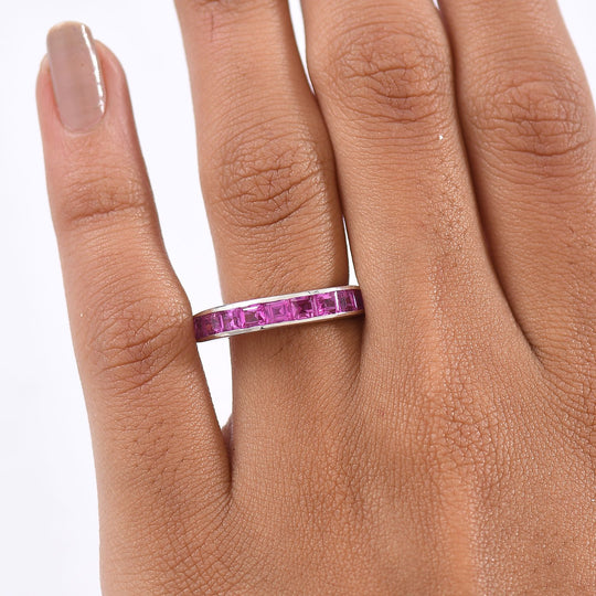 AAA Lab Grown Rosa Saphir Ring 925 Silber platiniert (Größe 20.00) ca. 1.94 ct