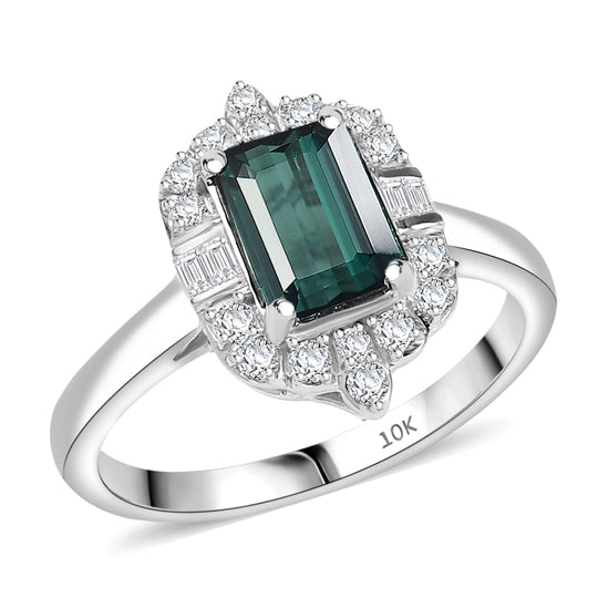 LUXORO AAA Pirineu Lagoon Tourmaline, Weißer Diamant Ring 417 Gold (Größe 17.00)   (10-16 Werktage Lieferzeit) ca. 1,80 ct