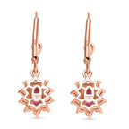 AAA Lab Grown Rosa Saphir, Weißer Zirkon Ohrringe 925 Silber 750 rosévergoldet ca. 2.17 ct