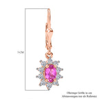 AAA Lab Grown Rosa Saphir, Weißer Zirkon Ohrringe 925 Silber 750 rosévergoldet ca. 2.17 ct