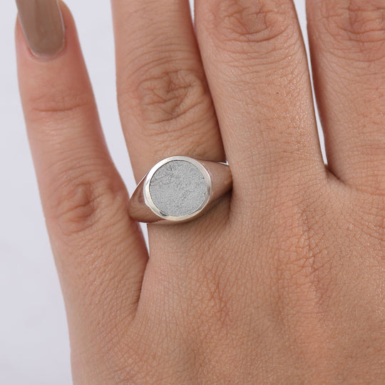 Muonionalusta Meteorit Ring 925 Silber rhodiniert (Größe 19.00) ca. 9.09 ct