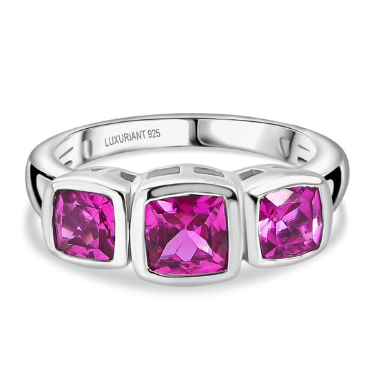 AAA Lab Grown Rosa Saphir Ring 925 Silber platiniert (Größe 21.00) ca. 2.94 ct