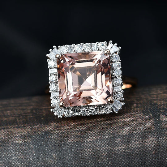 Luxuriant - AAA Morganit, Lab Grown Diamant AGI zertifiziert Ring 417 Gold (Größe 16.50) ca. 6.04 ct