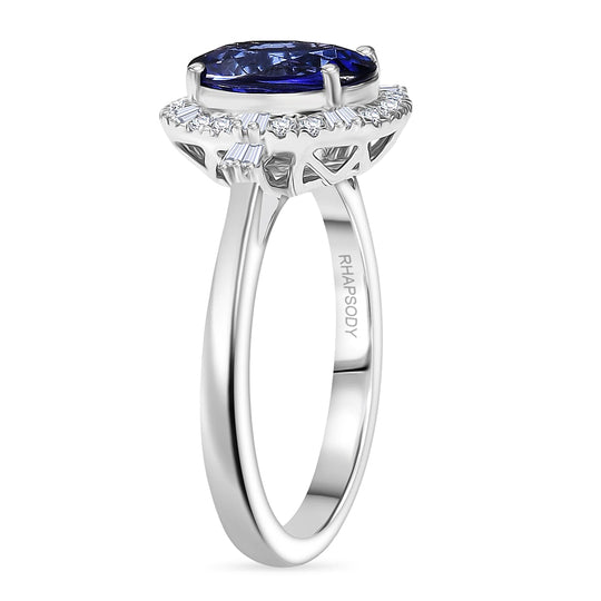 Rhapsody AAAA Tansanit, Weißer Diamant AGI zertifiziert Ring 950 Platin (Größe 19.00) ca. 2.97 ct
