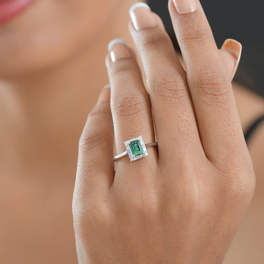 LUXORO AAA Pirineu Lagoon Tourmaline, Weißer Diamant AGI zertifiziert Ring 417 Gold (Größe 18.00) ca. 1.37 ct