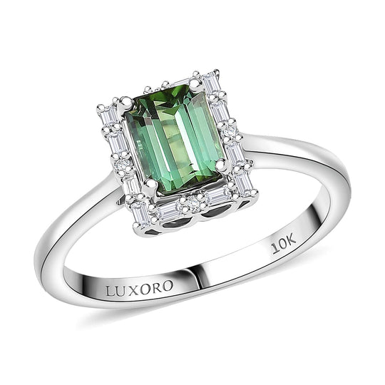 LUXORO AAA Pirineu Lagoon Tourmaline, Weißer Diamant AGI zertifiziert Ring 417 Gold (Größe 18.00) ca. 1.37 ct