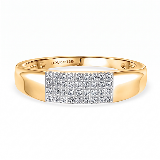 LUXURIANT DIAMOND - Lab Grown Diamant VS-EF Ring 925 Silber 750 Gelbgold Vermeil (Größe 19.00) ca. 0.20 ct