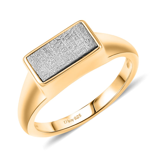 D'Joy Muonionalusta Meteorit Ring 925 Silber 750 Gelbgold Vermeil (Größe 21.00) ca. 7.78 ct