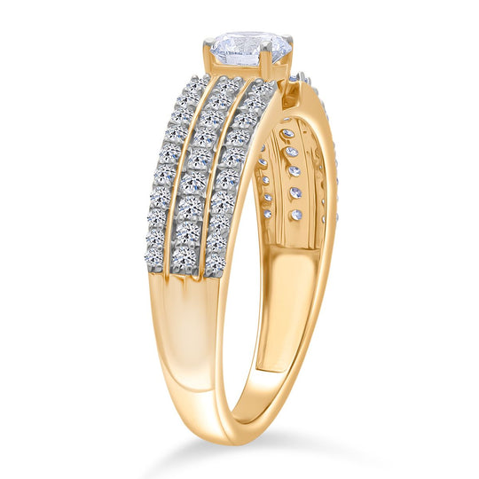 LUXURIANT DIAMOND - Lab Grown Diamant SI-GH SGL zertifiziert Ring 925 Silber 750 Gelbgold Vermeil (Größe 18.00) ca. 1.00 ct