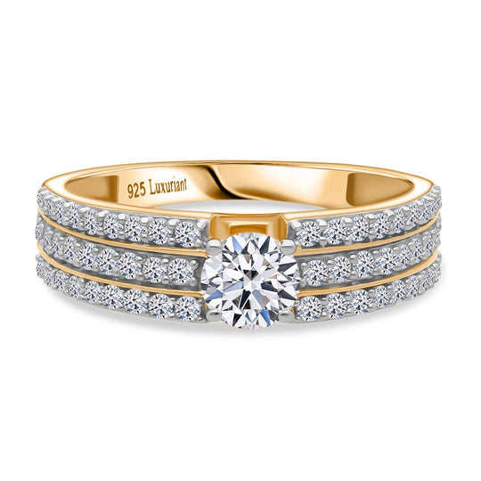 LUXURIANT DIAMOND - Lab Grown Diamant SI-GH SGL zertifiziert Ring 925 Silber 750 Gelbgold Vermeil (Größe 18.00) ca. 1.00 ct