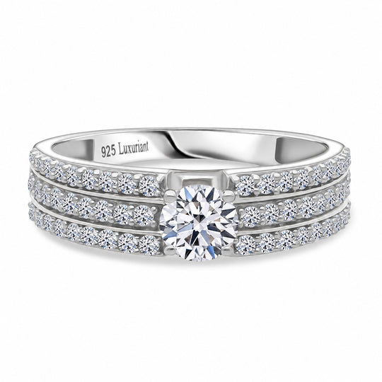 LUXURIANT DIAMOND - Lab Grown Diamant SI-GH SGL zertifiziert Ring 925 Silber 750 Gelbgold Vermeil (Größe 18.00) ca. 1.00 ct