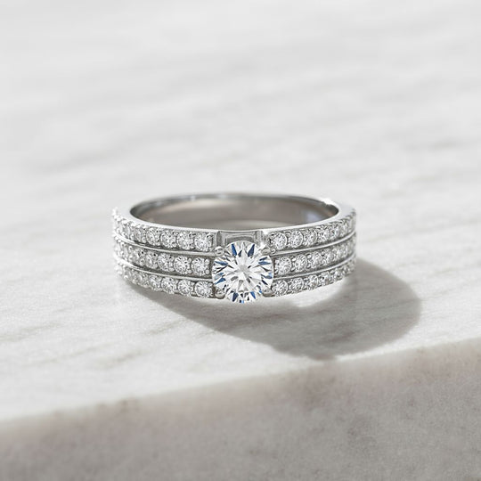 LUXURIANT DIAMOND - Lab Grown Diamant SI-GH SGL zertifiziert Ring 925 Silber 750 Gelbgold Vermeil (Größe 18.00) ca. 1.00 ct