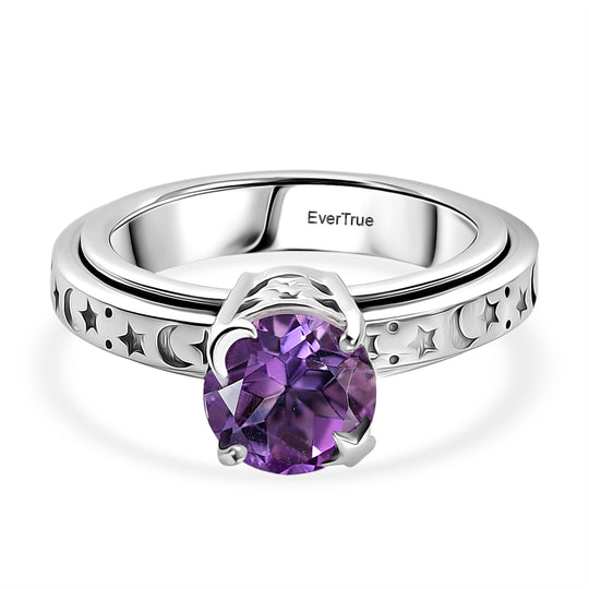 EVER TRUE AA Rose De France Amethyst Anti-Stress-Spinning-Ring Nickelfreies Messing (Größe 20.00) ca. 1.95 ct