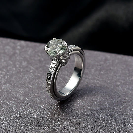 EVER TRUE AA Prasiolith Anti-Stress-Spinning-Ring Nickelfreies Messing (Größe 19.00) ca. 1.88 ct