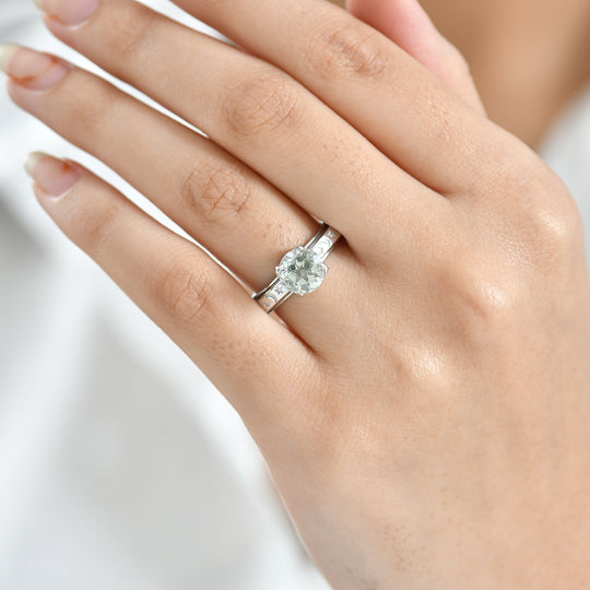EVER TRUE AA Prasiolith Anti-Stress-Spinning-Ring Nickelfreies Messing (Größe 19.00) ca. 1.88 ct