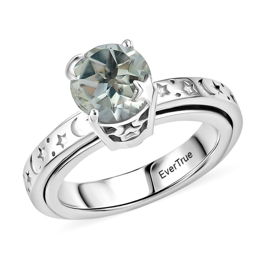 EVER TRUE AA Prasiolith Anti-Stress-Spinning-Ring Nickelfreies Messing (Größe 19.00) ca. 1.88 ct