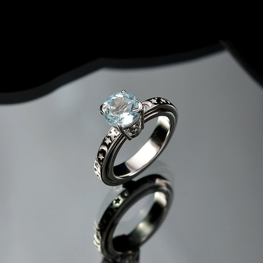 EVER TRUE AA Himmelblauer Topas Anti-Stress-Spinning-Ring Nickelfreies Messing (Größe 20.00) ca. 2.35 ct