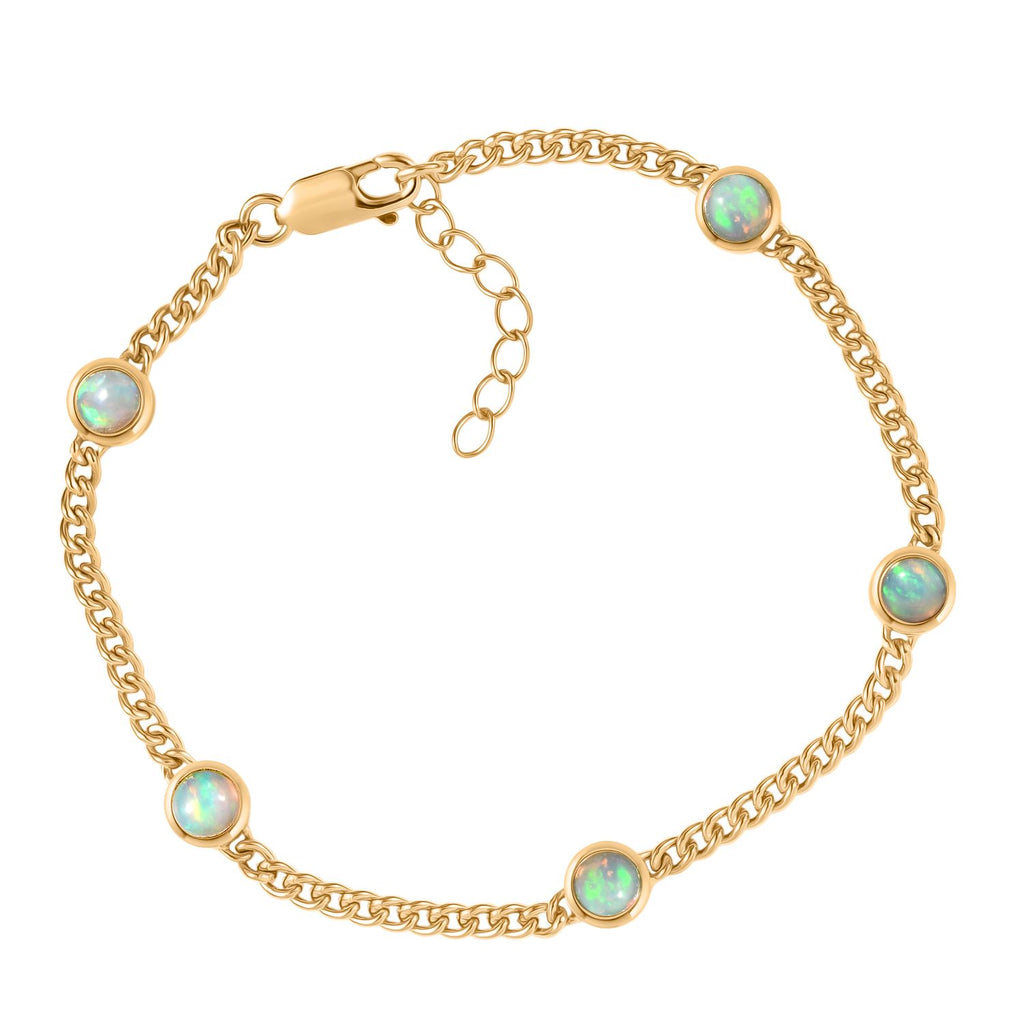 D'Joy AA Natürlicher, äthiopischer Welo Opal Armband ca. 19 cm + 2.5 cm Extender, 925 Silber 750 Gelb Vergoldet ca. 1,88 ct.