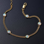 D'Joy AA Natürlicher, äthiopischer Welo Opal Armband ca. 19 cm + 2.5 cm Extender, 925 Silber 750 Gelb Vergoldet ca. 1,88 ct.