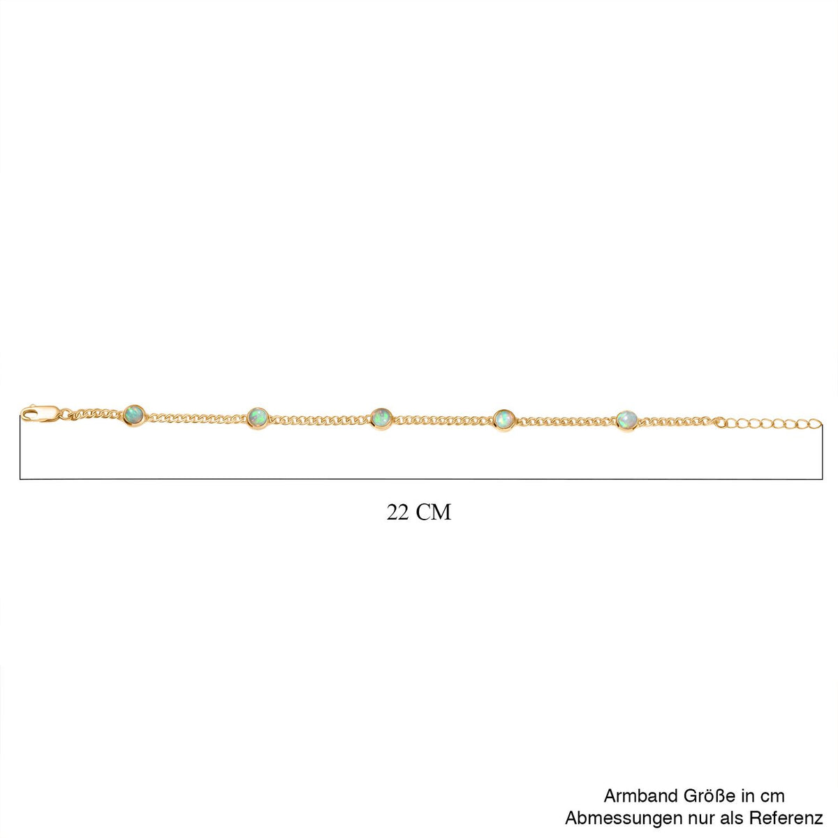 D'Joy AA Natürlicher, äthiopischer Welo Opal Armband ca. 19 cm + 2.5 cm Extender, 925 Silber 750 Gelb Vergoldet ca. 1,88 ct.