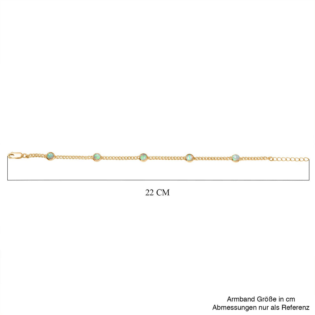 D'Joy AA Natürlicher, äthiopischer Welo Opal Armband ca. 19 cm + 2.5 cm Extender, 925 Silber 750 Gelb Vergoldet ca. 1,88 ct.